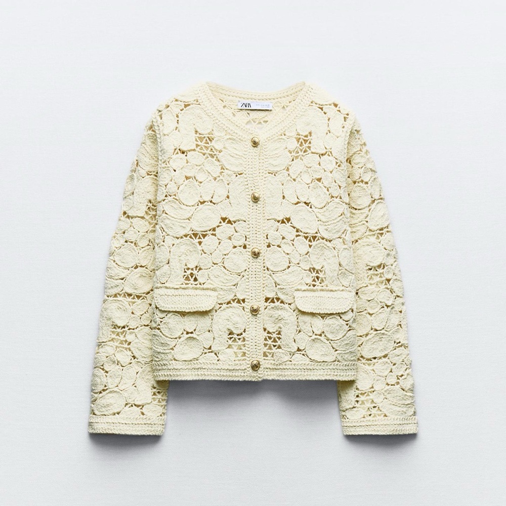 ZARA KNIT MACRAMÉ CARDIGAN
